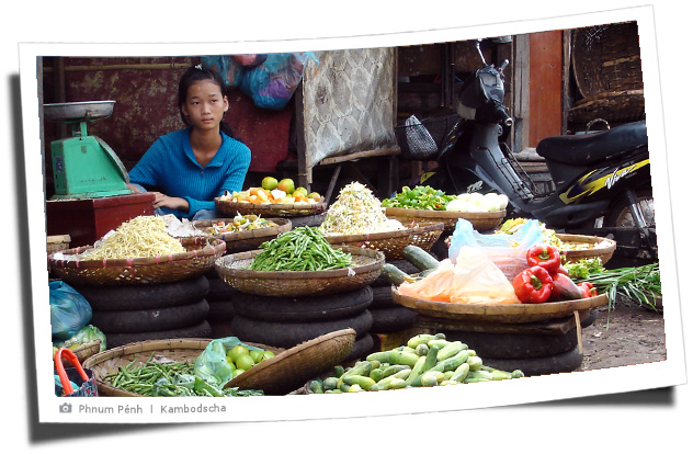 Junge Straßenverkäuferin in Kambodscha