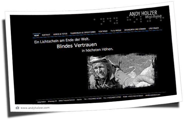 Screenshot der Homepage von Andy Holzer